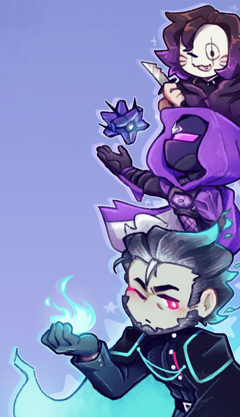 Chibi Half Body (25$) + 2 extra characters (60% x2 = 30$) + Simple Background (no extra cost)